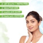 Mamaearth Vitamin C Daily Glow Sunscreen with Vitamin C & Turmeric for Sun Protection & Glow | SPF 50 & PA++++ Protection | No White Cast | Lightweight & Non-Sticky | Brightens Skin | For All Skin Types | 50g x 2 - Fast UK Delivery - Image 4