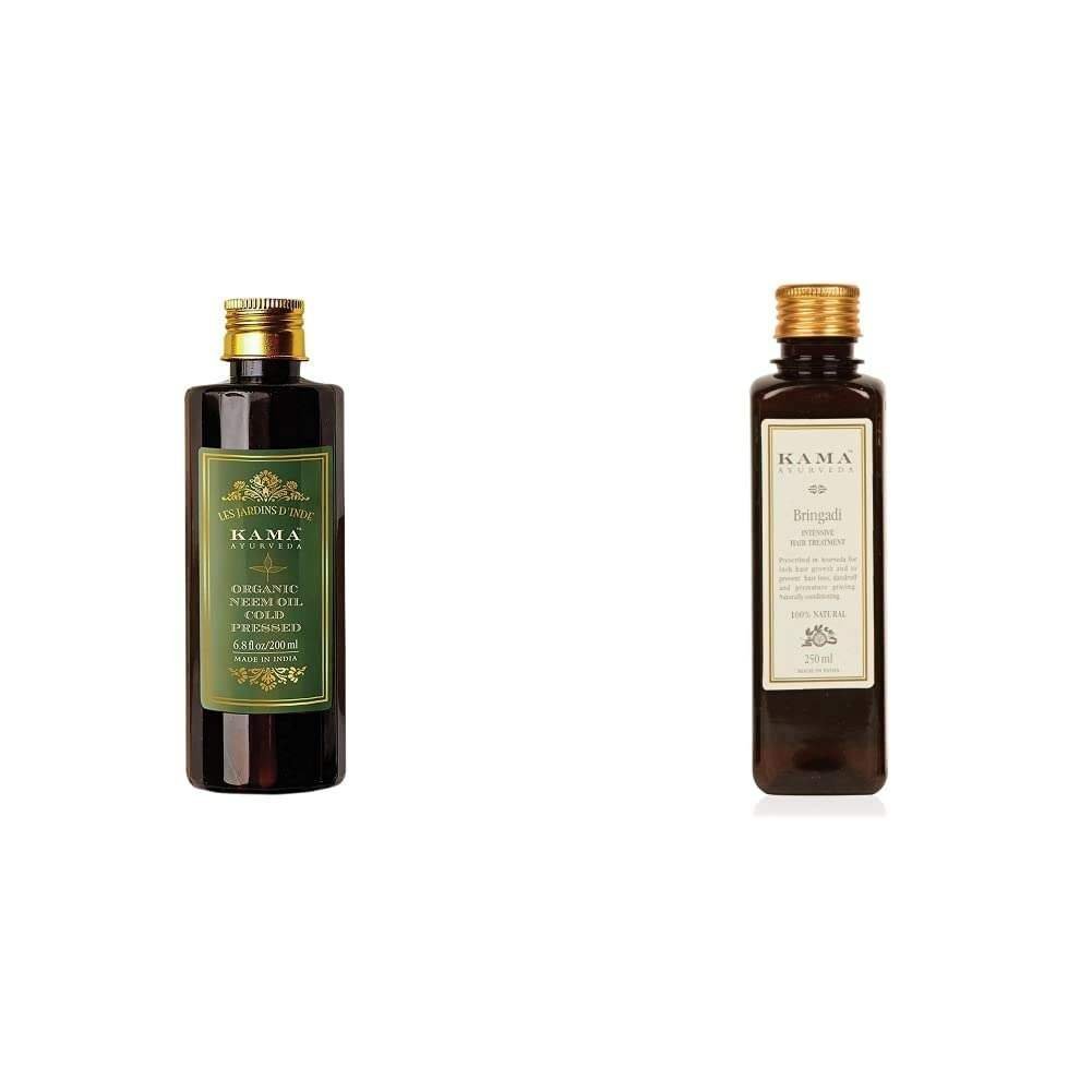uk41mQ0I64UwL-1-1.jpg Kama Ayurveda Organic Neem Oil, 200ml & Kama Ayurveda Bringadi Intensive Hair Treatment Oil, 8.4 Fl Oz - Fast UK Delivery - Image 1