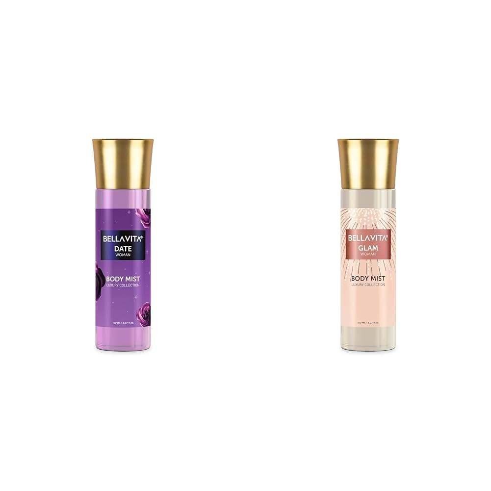 uk41nEztAJq9L-1.jpg Bella Vita Luxury Unisex Adult Musk Date & Glam Body Spray Mist Perfume Combo With Long Lasting Refreshing Floral & Fruity Fragrance Scent Of Pink Pepper, 150 Ml Each - Fast UK Delivery - Image 1