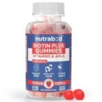 Nutrabud Biotin Hair Gummies For Women, Men | No Added Sugar | For Healthy Hair Growth, Skin Glow & Strong Nails | Strawberry Flavor Veg Gummy Bear Supplement - 60 Count (Pack of 1) - Fast UK Delivery - Image 2