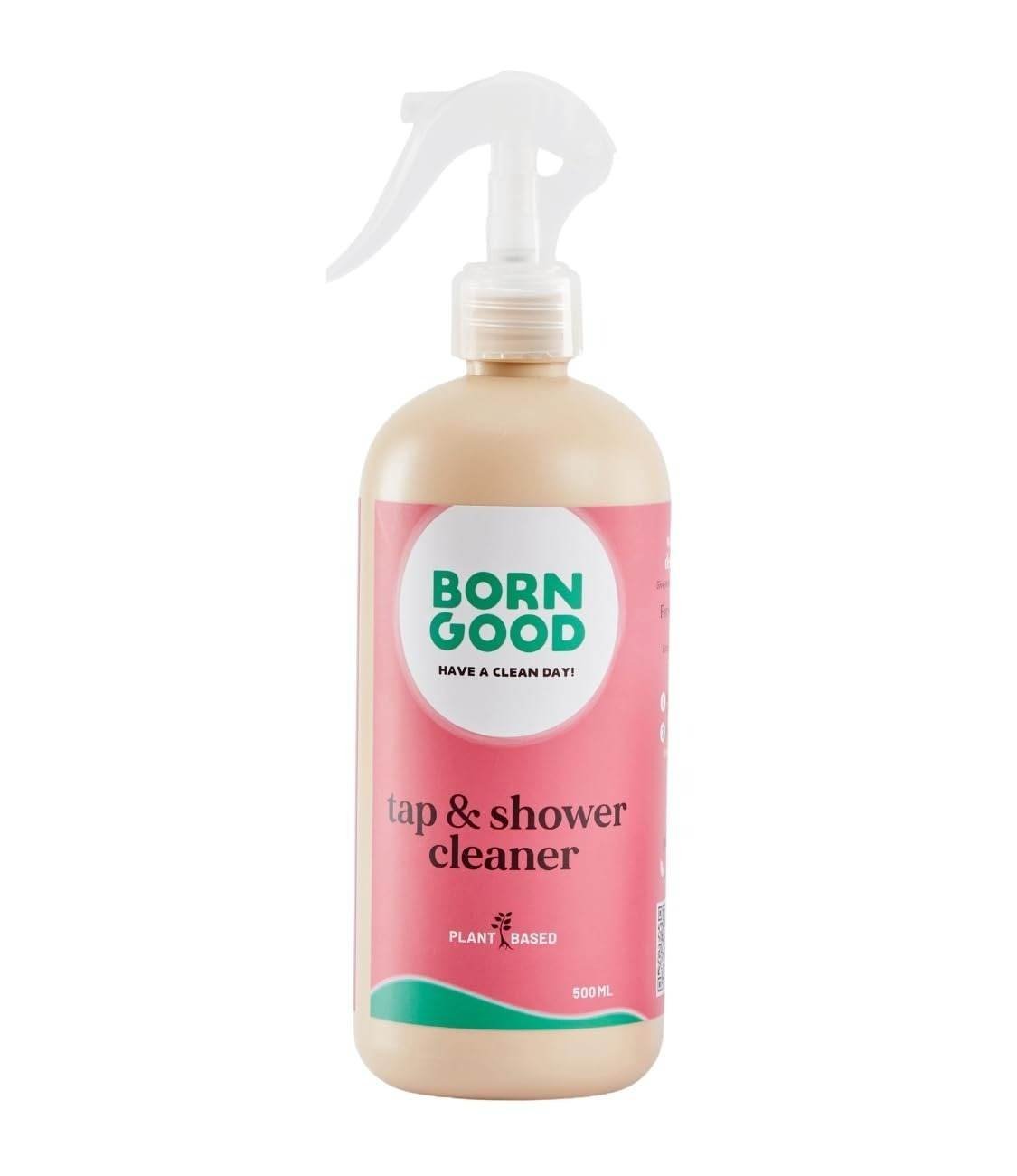 uk41otks4540L-1-1.jpg Born Good Eco-Friendly Plant Based Tap And shower Cleaner, Removes Hard-Water Stain And Dissolves Limescale - 500 ml (Pack of 1) Spray Bottle - Fast UK Delivery - Image 1