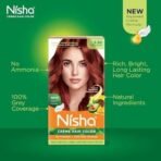 Nisha Cream Hair Color Mahogany, Permanent Hair Colour for Women Men, No Ammonia, Ultra Soft Deep Shine, 100% Grey Coverage, 5.50 Mahogany Hair Colour 120gm Pack of 1 - Fast UK Delivery - Image 5