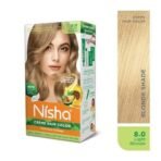 Nisha Cream Hair Color Light Blonde, Permanent Hair Colour for Women Men, Ultra Soft Deep Shine, 100% Grey Coverage, 8.0 Light Blonde Hair Colour (60gm+60ml+18ml) - Fast UK Delivery - Image 3