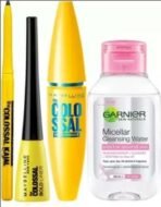 MAYBELLINE NEW YORK Sara's Eye Makeup Favourites (Colossal Kajal, Colosal Bold Liner and Colossal Waterproof Mascara with Micellar 50ml Free) (Black, 144.3 g) - Fast UK Delivery - Image 2