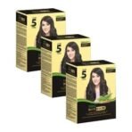 Nisha 5 Minutes Quick Hair Colour For Women & Men | Henna Based Hair Color | 100% Gray Coverage With No Ammonia- Black (Pack Of 3) - Fast UK Delivery - Image 2