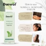 Deewal Moringa + Rosemary Hair Oil | Herbal Hair Oil for Repairing Damaged Hair | Hair Fall Control & Natural Hair Growth Extract | Vegan & Cold-Pressed | 100% Natural Formula - Fast UK Delivery - Image 4