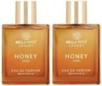 Bella Vita Luxury Men & Women Honey Oud Eau De Parfum Wood Scent Liquid Perfume & With Patchouli, Vanilla, Bergamot | Floral, Spicy Edp Fragrance Scent, 100 Ml (Pack Of 2), 200 Millilitres - Fast UK Delivery - Image 2
