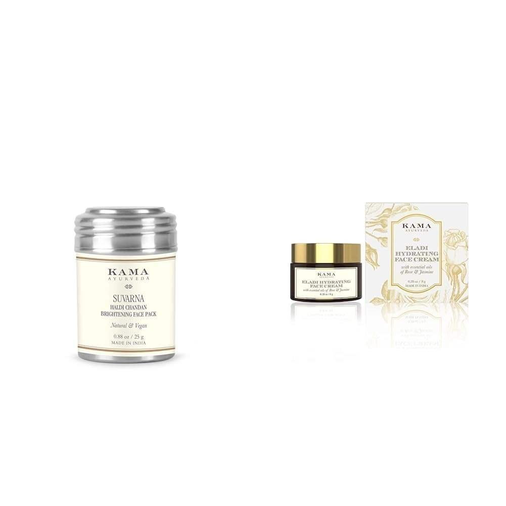 uk41wnZ6I8L7L-1-1.jpg Kama Ayurveda Suvarna Haldi Chandan Brightening Face Pack - 25G, Beige, Sandalwood,KAMA AYURVEDA ELADI HYDRATING FACE CREAM 8GM - Fast UK Delivery - Image 1