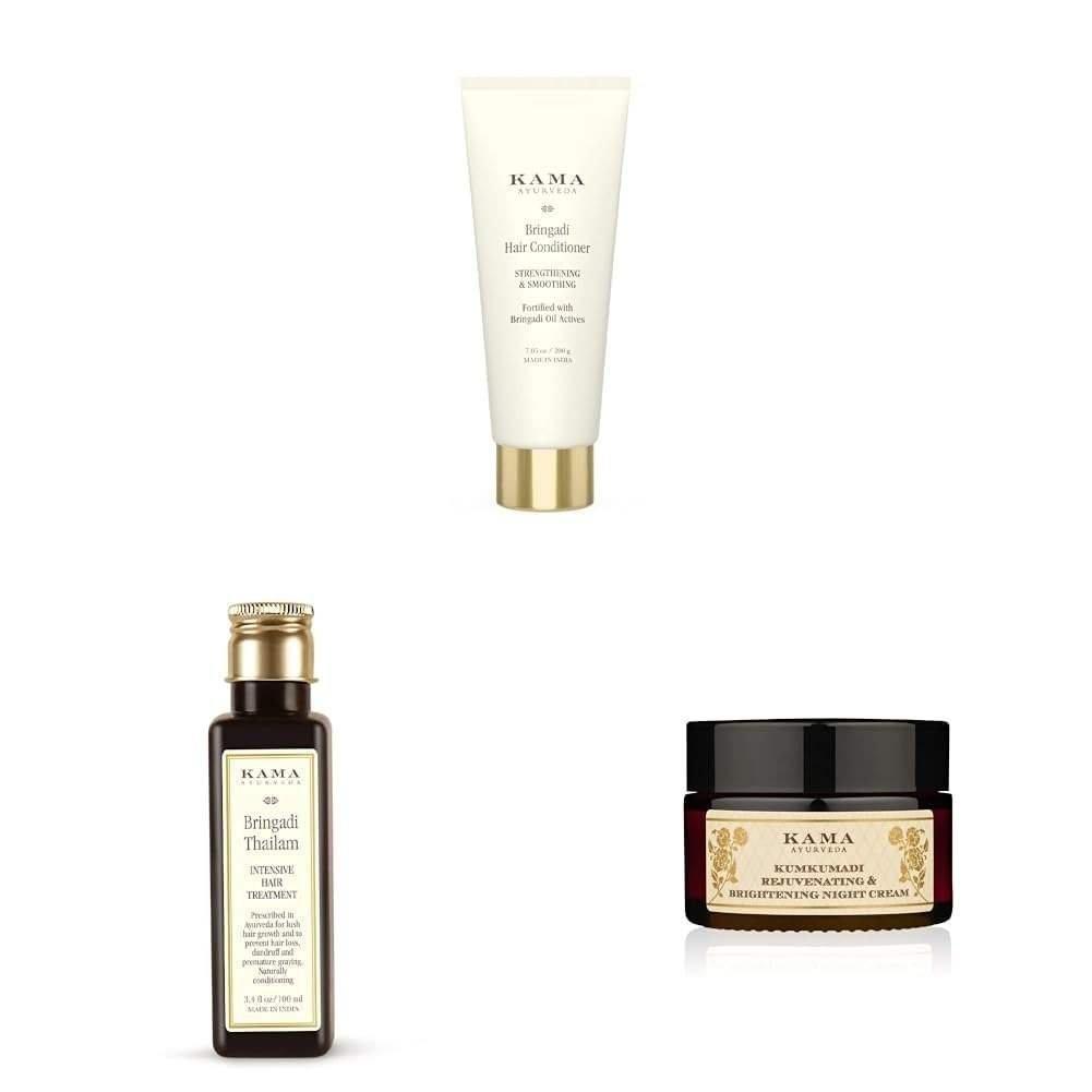 uk41xTsKyrgBL-1-1.jpg Kama Ayurveda Bringadi Hair Conditioner 200gm,Kama Ayurveda Bringadi Intensive Hair Treatment, 100ml clear,Kama Ayurveda Kumkumadi Rej & Bright Night Cream 25gm - Fast UK Delivery - Image 1
