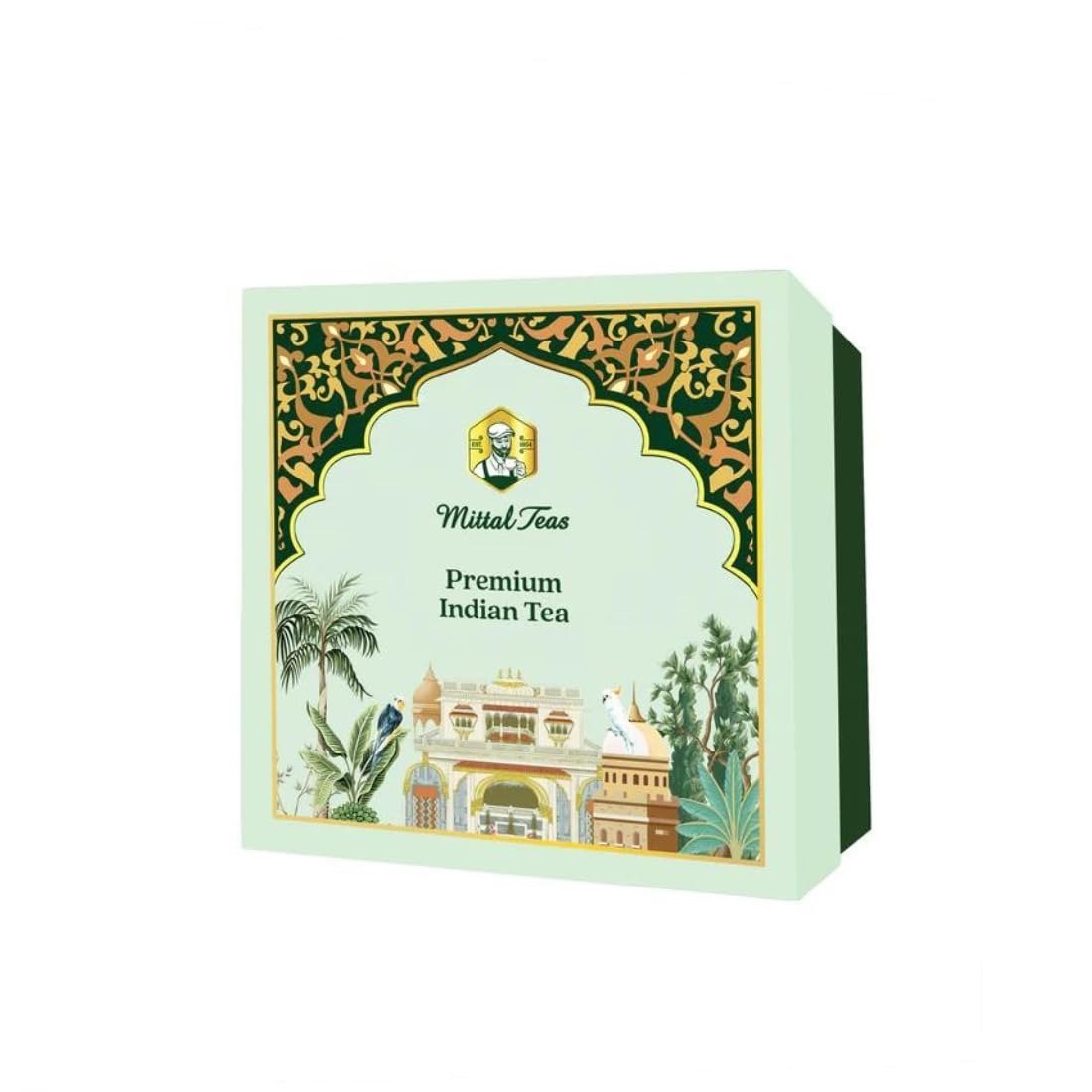 uk51-JwFyIFdL-1.jpg Mittal Teas Premium Indian Tea, Luxurious Green Tea Gift Box with 4 Varieties - Kashmiri Kahwa, Jasmine, Hand Rolled, Organic Green Tea - Fast UK Delivery - Image 1