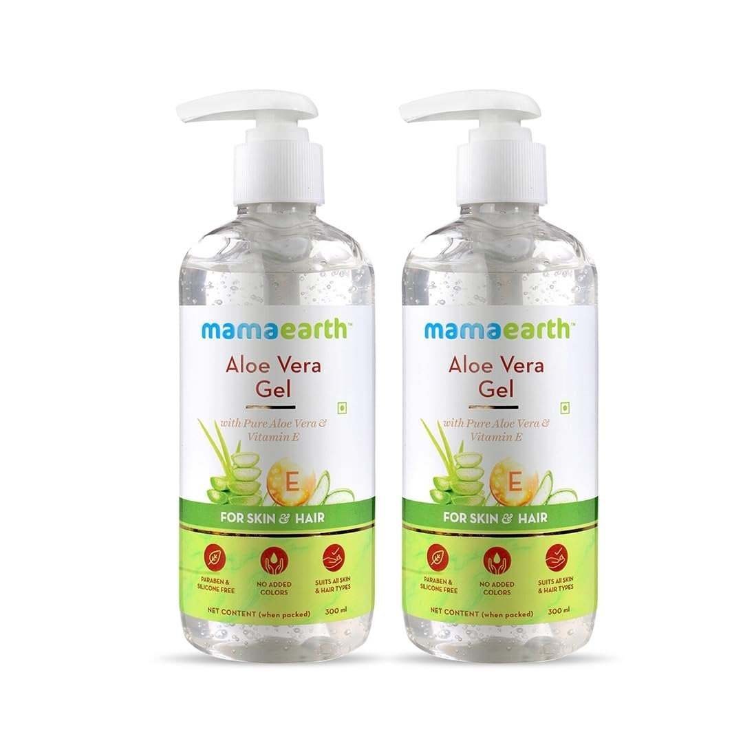 uk51-c6OxKBDL-1.jpg Mamaearth Aloe Vera Gel with Pure Aloe Vera & Vitamin E for Skin and Hair | Hydrates Skin | Soothes Irritated Skin - 300 ml (Pack of 2) - Fast UK Delivery - Image 1