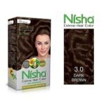 Nisha Cream Hair Colour 60gm + 60ml + 18ml Colour Protector Conditioner with Natural Herbs 100% Grey Hair Coverage Dark Brown - Fast UK Delivery - Image 3