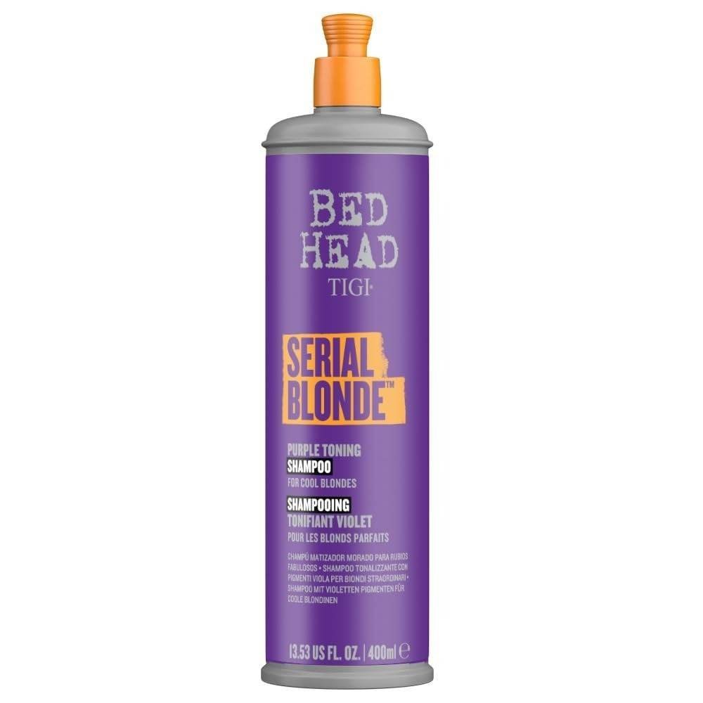 uk5105aBrtroL-1.jpg Bed Head TIGI Serial Blonde Purple Toning Shampoo for Cool Blonde Coloured Hair, Colour Enhancing & Protection Shampoo with Purple Toning Pigment to Enhance & Brighten Blonde Hair, Prevents Frizz, Static & Flyways, Adds Shine & Maintains Hair, 400ml - Fast UK Delivery - Image 1