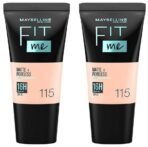 Maybelline New York Liquid Foundation, Matte & Poreless, Full Coverage Blendable Normal to Oily Skin, Fit Me, 115 Ivory, 18ml (Pack of 2) - Fast UK Delivery