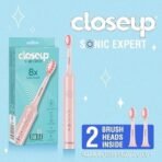 Closeup Sonic Expert Electric Toothbrush for Adults, Pack of 1+2 Heads (Pink) - Fast UK Delivery - Image 4