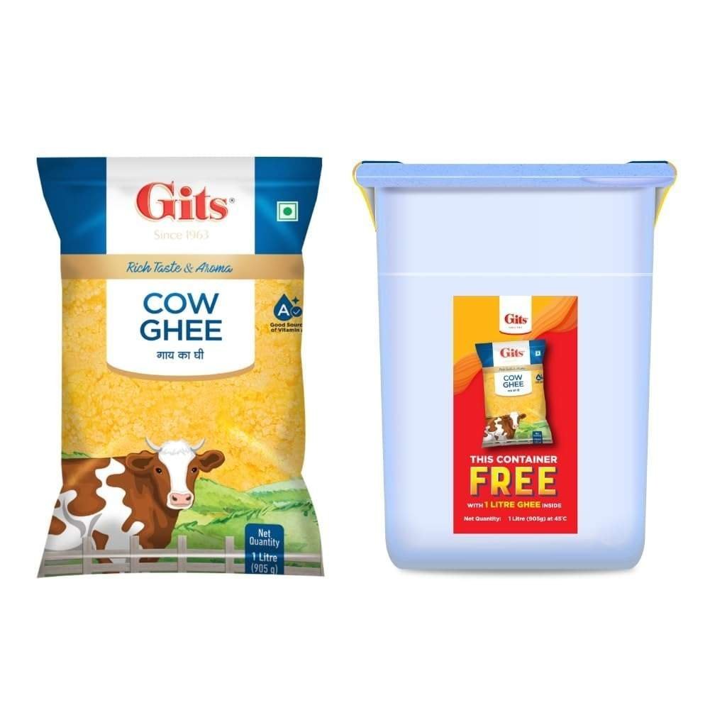 uk511N1AUUSvL-1.jpg Gits Cow Ghee 1L Pouch with Free Container - Fast UK Delivery - Image 1