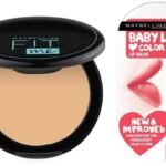 Maybelline New York Matte Compact Powder For All Skin Types, With Spf To Protect Skin From Sun, Absorbs Oil, Fit Me, 128 Warm Nude, 8G & New York Baby Lips Lip Balm, Cherry Kiss, 4 Gram,Beige - Fast UK Delivery