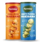 Farmley Roasted Makhana, Peri Peri & Minty Pudina Flavour I 77g Each I Healthy Snack Roasted in Olive Oil | Guilt-Free & Crunchy Munchies | Pack of 2 - Fast UK Delivery - Image 2