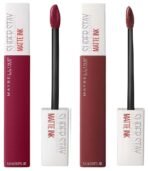 Maybelline New York Super Stay Matte Ink Liquid Lipstick, 115 Founder, 5g & Maybelline New York Super Stay Matte Ink Liquid Lipstick, 50 Voyager, 5ml - Fast UK Delivery