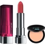 Maybelline New York Matte Lipstick, Intense Colour, 671 Heated Pink, 3.9g & Maybelline New York Compact Powder, With SPF to Protect Skin from Sun, Absorbs Oil, Fit Me, 115 Ivory, 6g - Fast UK Delivery