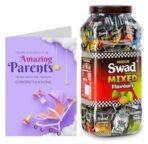 Swad Pregnant expecting couple/to be parents Gift with Card (Swad Mixed Flavours Candy 200 Jar & 1 Greeting card) 2 units - Fast UK Delivery - Image 2