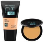 Maybelline New York Liquid Matte Foundation Medium Coverage For All Skin Types 230 Natural Buff & New York Compact Pressed Powder 230 Natural Buff, 8G, Pack Of 1 - Fast UK Delivery