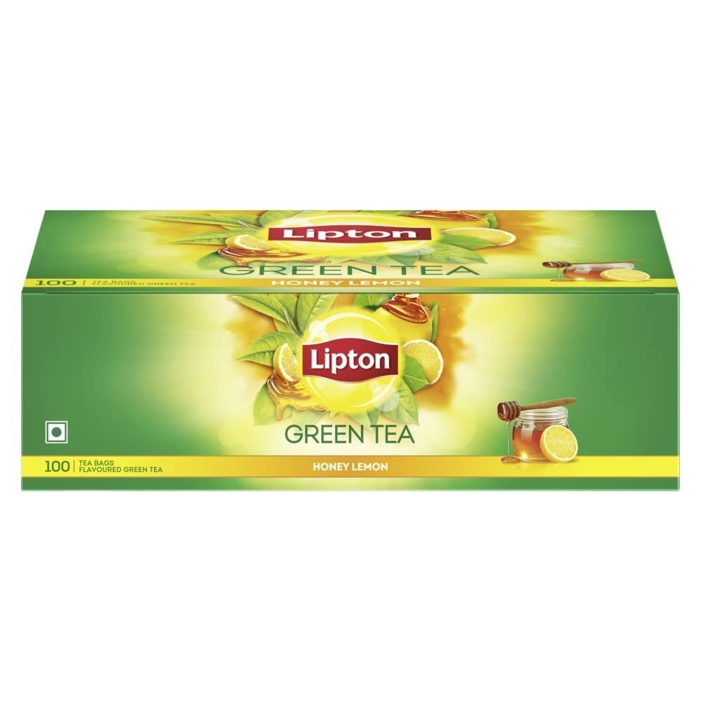 uk5135oUaWCL.jpg Lipton Honey Lemon Green Tea Bags 100 pcs, All Natural Flavour, Zero Calories - Improves Metabolism & Reduces Waist - Fast UK Delivery - Image 1