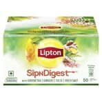 Lipton Sipndigest with Green Tea, Ginger, Tulsi & Rock Salt (Spiced Green Tea Bags), 50 Pcs, 90 Grams - Fast UK Delivery - Image 2