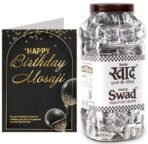 Swad Happy Birthday Mosaji/Masaji Gift with Card (Swad Digestive Candy 200 Jar & 1 Greeting card) - Fast UK Delivery - Image 2
