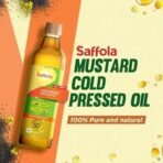 Saffola Cold Pressed Mustard Oil | 100% Cold Pressed Mustard Seed Oil | Helps Manage Cholesterol, Goodness of Omega 3 with Authentic Seed Flavour | 1L Pet Bottle - Fast UK Delivery - Image 4