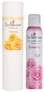 Enchanteur Romantic Perfumed Deo Spray for Women, 150ml & Charming Perfumed Talc for Women, 250g with Roses, Muguets & Cedarwood Extracts - Fast UK Delivery