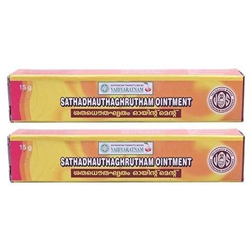 uk516JXfdKIcL-1.jpg VAIDYARATNAM SATHADHAUTHAGHRUTHAM OINTMENT (Pack of 2) - Fast UK Delivery - Image 1