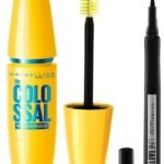 Maybelline New York Eyeliner, Intense Eyeliner, Black & Maybelline New York Mascara, Volumizing & Lengthening, Waterproof, Black, Volume Express Colossal, 10ml - Fast UK Delivery