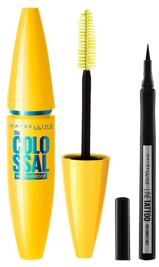 uk516Q-USJsDL-1.jpg Maybelline New York Eyeliner, Intense Eyeliner, Black & Maybelline New York Mascara, Volumizing & Lengthening, Waterproof, Black, Volume Express Colossal, 10ml - Fast UK Delivery - Image 1