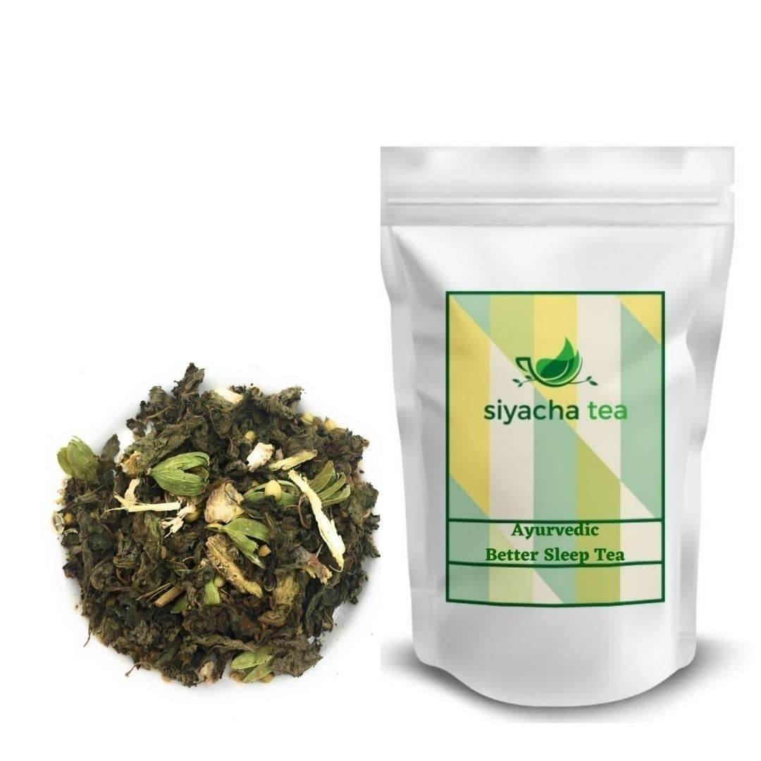 uk517jbrt8kYL-1-1.jpg Siyacha Tea Herbal Ayurvedic Bed Time Herbal Tea||A Beverage For Peaceful Sleep|Stress Relief Caffeine Free Tisane|Loose Leaf Blend|Makes 125 Cups (Approx),250 Grams - Fast UK Delivery - Image 1
