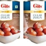 Gits Open & Eat Gulab Jamun Tin, 16 Pieces per Can, Mouth-Watering Indian Mithai, 1Kg (Pack of 2) - Fast UK Delivery