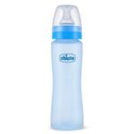 Chicco Feed Easy Anti-Colic Feeding Bottle for Babies 2+ Months (250ml) | Medium Flow Teat | V-Shaped Anti-Colic System to Prevent Gas & Discomfort | Soft Silicon Nipple | Easy Grip | BPA Free (Blue) - Fast UK Delivery