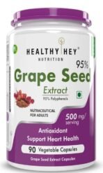 HealthyHey Nutrition Grape Seed Extract | Maximum Strength | 95% Polyphenols | 3 Month Supply | 90 Veggie Caps | (Pack of 1) - Fast UK Delivery