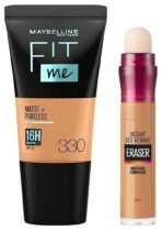 Maybelline New York Instant Age Rewind Concealer, Caramel, 6Ml And New York Fit Me Matte+Poreless Liquid Foundation Medium Coverage For Oily Skin Tube, 330 Toffee, 18Ml, Pack Of 1 - Fast UK Delivery