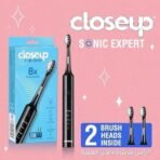 Closeup Sonic Expert Electric Toothbrush for Adults, Pack of 1+2 Heads (Black) - Fast UK Delivery - Image 4