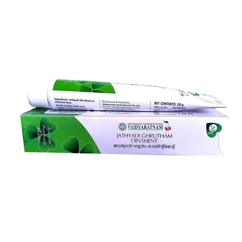 uk51COoe8PRL.jpg Vaidyaratnam Jathyadighrutham Ointment 15 gram (Pack of 4) VJATHONMT15G_ALIDA - Fast UK Delivery - Image 1