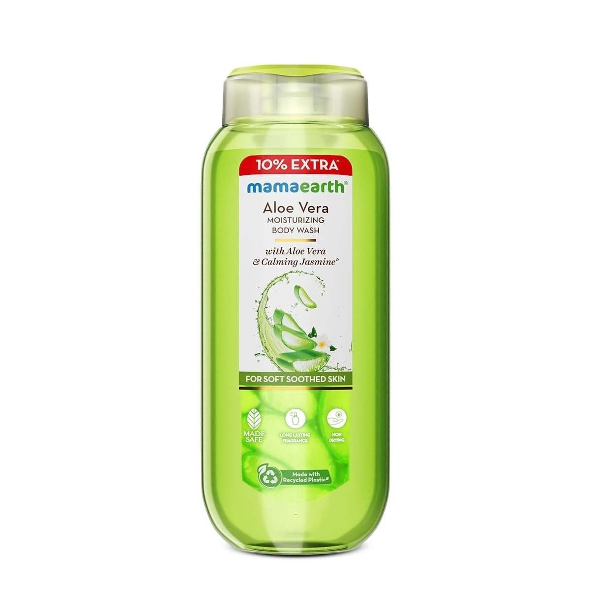 uk51E3DnozL.jpg Mamaearth Aloe Vera Moisturizing Body Wash with Aloe Vera & Calming Jasmine Scent For Soft & Soothed Skin - 275 ml |Intensely Moisturizes |Long Lasting Fragrance|Deeply Cleanses|Gentle |All Skin Types - Fast UK Delivery - Image 1