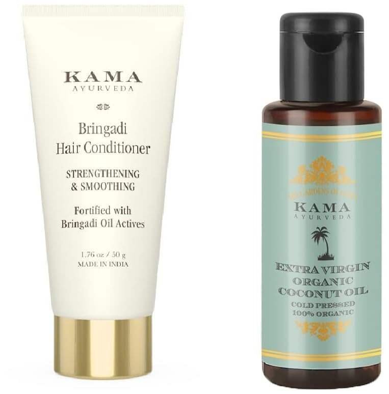 uk51E7AWoIbSL-1-1.jpg Kama Ayurveda Bringadi Hair Conditioner 50gm & Kama Ayurveda Extra Virgin Organic Coconut Oil - 50ml Combo - Fast UK Delivery - Image 1
