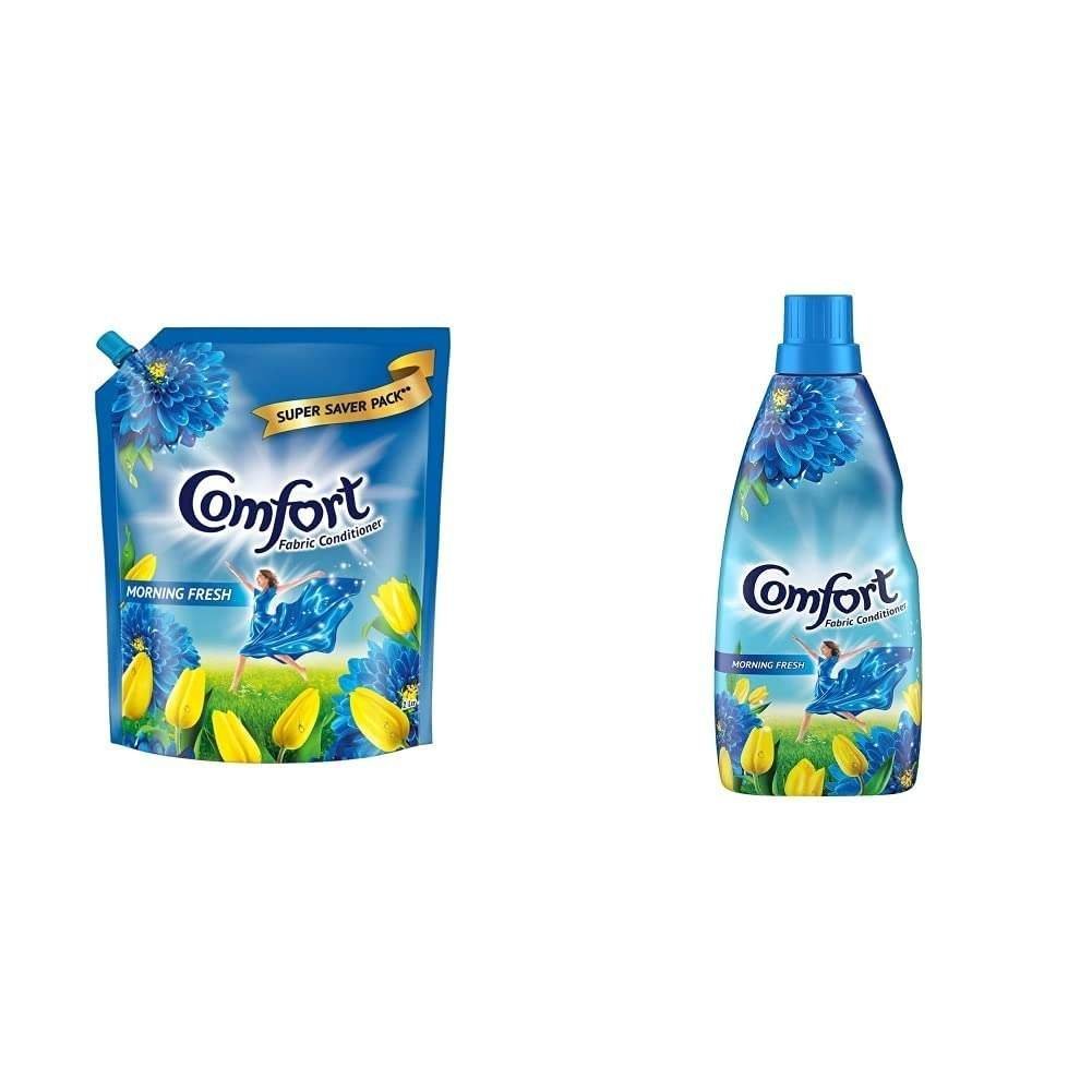uk51ENj0cdD5L-1.jpg Comfort After Wash Morning Fresh Fabric Conditioner Pouch - 2 L & After Wash Morning Fresh Fabric Conditioner, Liquid 860 Ml Comb - Fast UK Delivery - Image 1