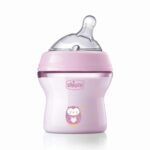 Chicco Natural Feeling Feeding Bottle for Babies, 150ml (0+ Months)|Mother Breast Like teats| Soft Silicon, Anti-Colic Teat | Angled Teat Suitable for Newborns | with Anti-Drip Cap | BPA Free (Pink) - Fast UK Delivery