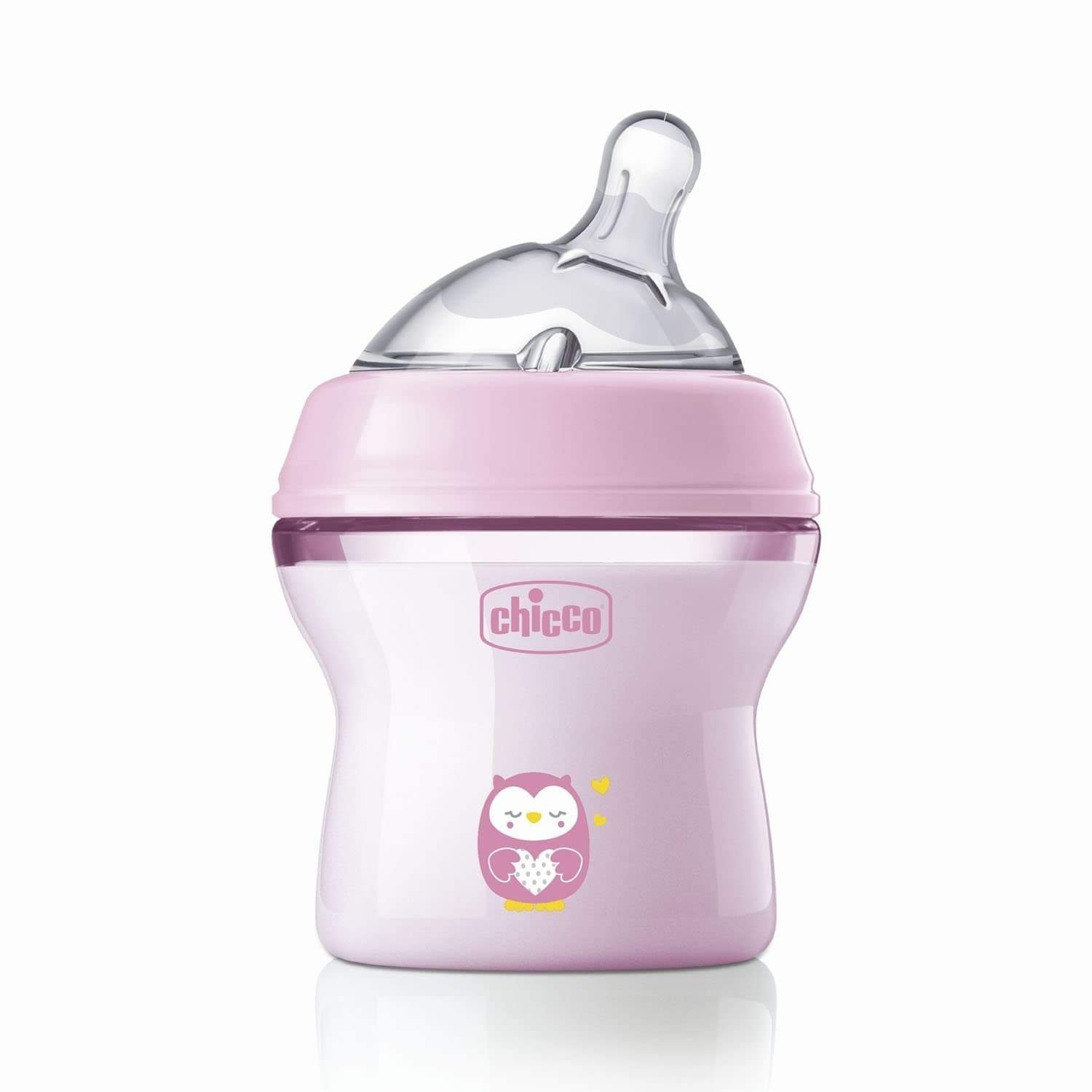 uk51EgGKldOVL-1.jpg Chicco Natural Feeling Feeding Bottle for Babies, 150ml (0+ Months)|Mother Breast Like teats| Soft Silicon, Anti-Colic Teat | Angled Teat Suitable for Newborns | with Anti-Drip Cap | BPA Free (Pink) - Fast UK Delivery - Image 1