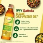 Saffola Cold Pressed Sesame Oil | 100% Cold Pressed Sesame Seed Oil | Helps Lower Cholesterol, Goodness of Omega 6 & Authentic Seed Flavour | 1L Pet Bottle - Fast UK Delivery - Image 6