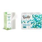 Beco Reusable Kitchen Towel Roll (20 Sheets) Natural & Organic Cleaning Bamboo Cloth Ecofriendly and Biodegradable and Presto! 2 Ply Kitchen Tissue/Towel Paper Roll - 6 Rolls (60 Pulls Per Roll) - Fast UK Delivery