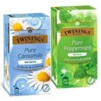 Twinings Pure Camomile & Pure Peppermint Tea, Herbal Infusion Two Tea Combo Pack, Caffeine Free Herbal Tea for Good Sleep, Stress Relief &Anxiety Sugar-Free, 25 Teabags Each - Fast UK Delivery - Image 2