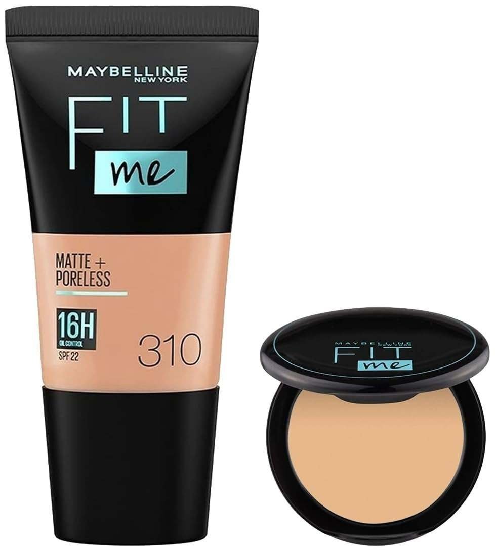uk51HoR9ck2tL-1.jpg Maybelline New York Liquid Foundation Light Sun Beige & New York Compact Matte Powder,All Skin Type 128 Warm Nude, 8G, 2 count - Fast UK Delivery - Image 1